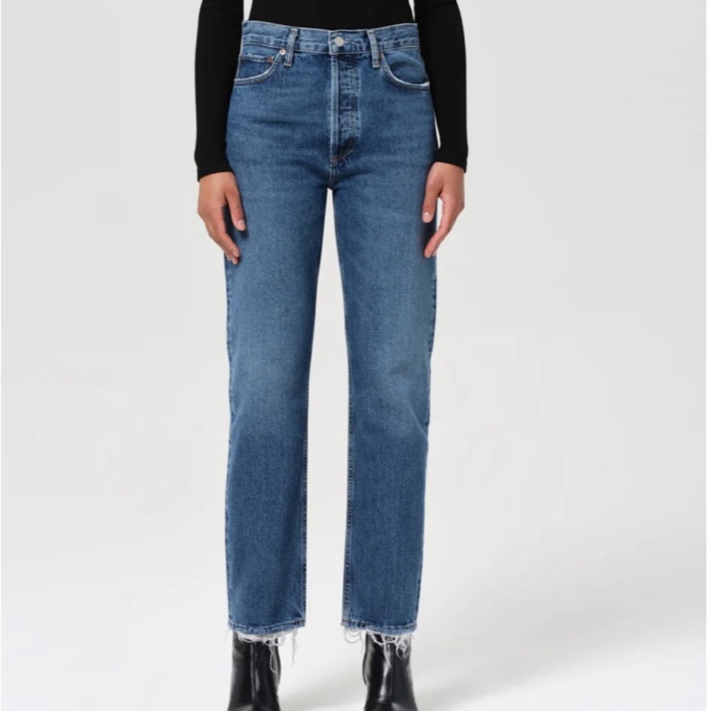 Agolde 90s high rise straight leg jeans medium wash
